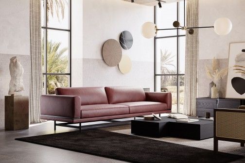 Modern Living Room With Sofa And Colourful Armchairs