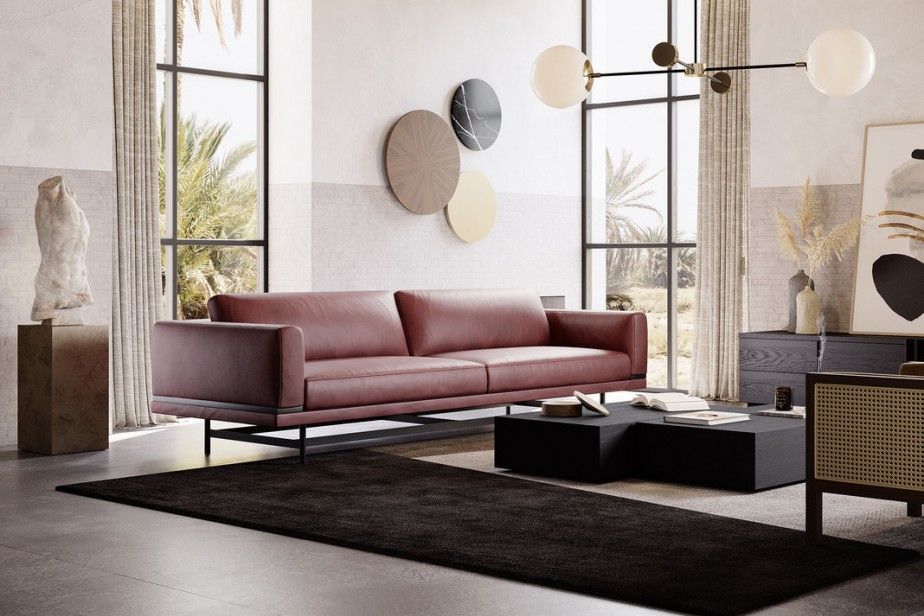 Modern Living Room With Sofa And Colourful Armchairs
