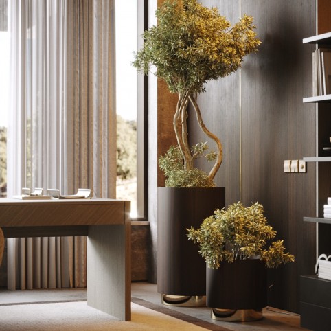 Gold Tall Flower Pot